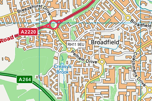 RH11 9EU map - OS VectorMap District (Ordnance Survey)