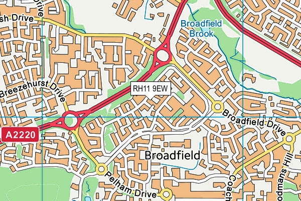 RH11 9EW map - OS VectorMap District (Ordnance Survey)