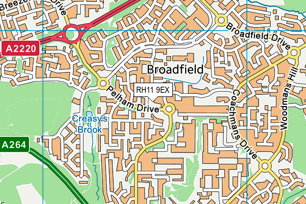 RH11 9EX map - OS VectorMap District (Ordnance Survey)