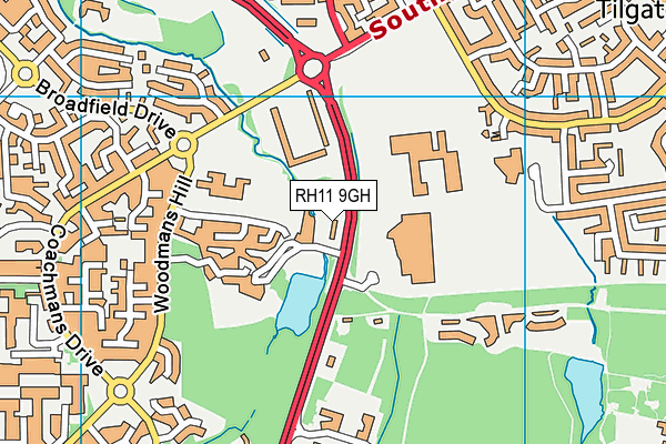 RH11 9GH map - OS VectorMap District (Ordnance Survey)