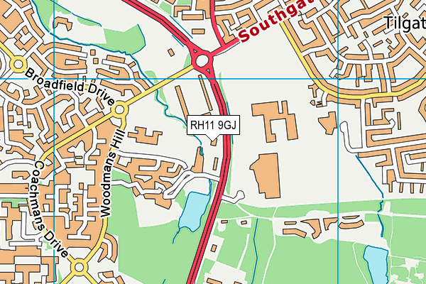 RH11 9GJ map - OS VectorMap District (Ordnance Survey)