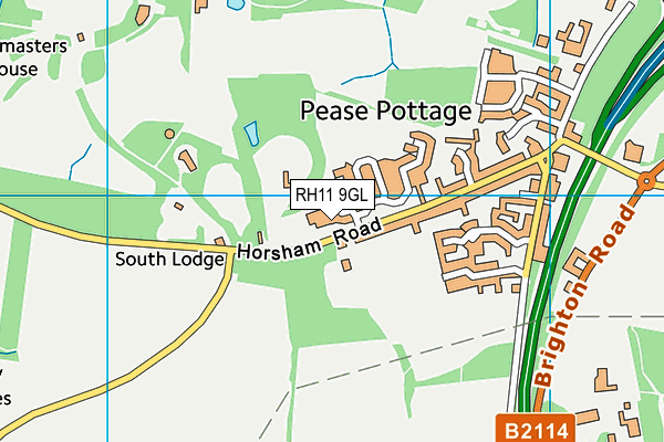 RH11 9GL map - OS VectorMap District (Ordnance Survey)