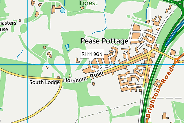 RH11 9GN map - OS VectorMap District (Ordnance Survey)