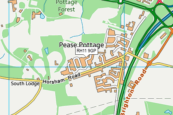 RH11 9GP map - OS VectorMap District (Ordnance Survey)