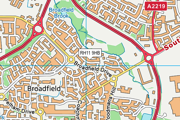 RH11 9HB map - OS VectorMap District (Ordnance Survey)