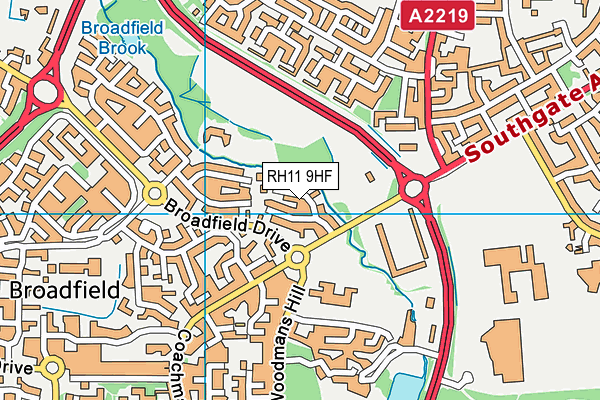 RH11 9HF map - OS VectorMap District (Ordnance Survey)