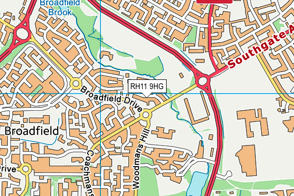 RH11 9HG map - OS VectorMap District (Ordnance Survey)