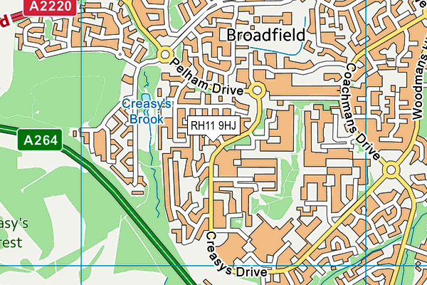 RH11 9HJ map - OS VectorMap District (Ordnance Survey)