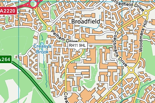 RH11 9HL map - OS VectorMap District (Ordnance Survey)