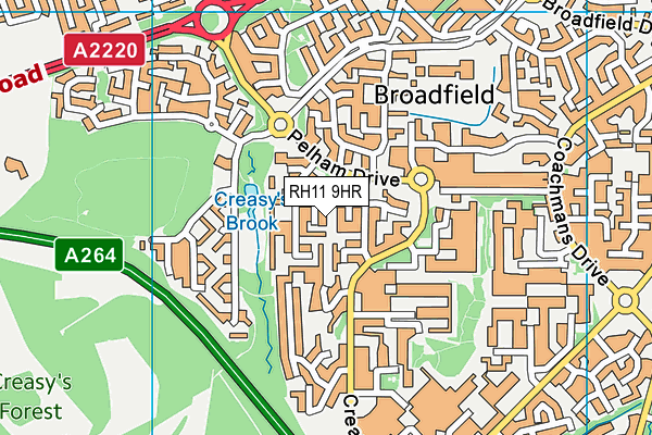 RH11 9HR map - OS VectorMap District (Ordnance Survey)