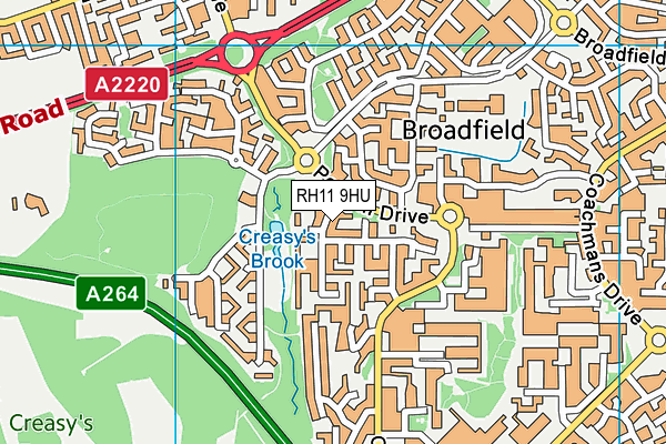 RH11 9HU map - OS VectorMap District (Ordnance Survey)