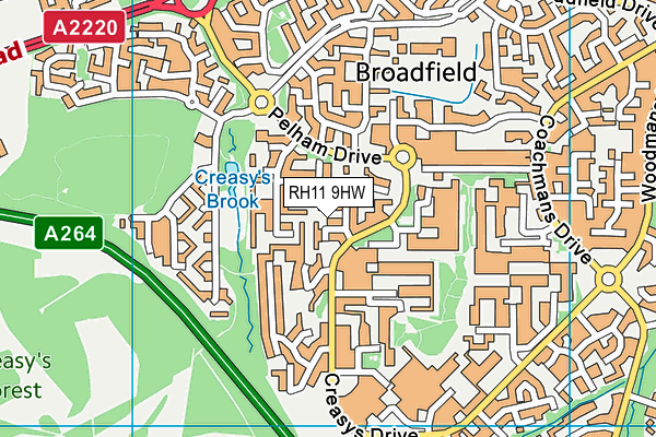 RH11 9HW map - OS VectorMap District (Ordnance Survey)