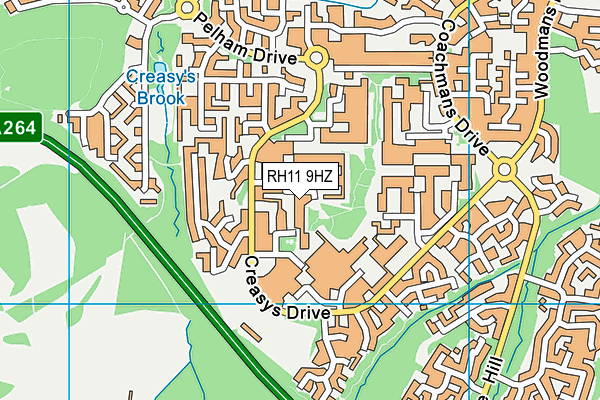 RH11 9HZ map - OS VectorMap District (Ordnance Survey)