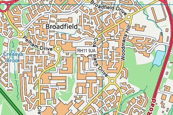 RH11 9JA map - OS VectorMap District (Ordnance Survey)