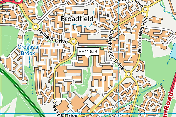 RH11 9JB map - OS VectorMap District (Ordnance Survey)