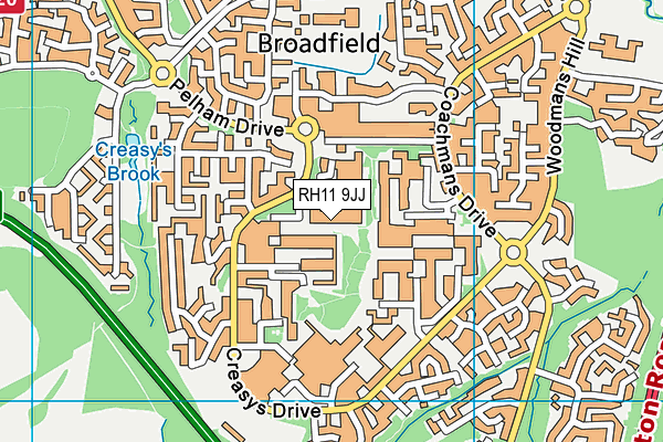 RH11 9JJ map - OS VectorMap District (Ordnance Survey)