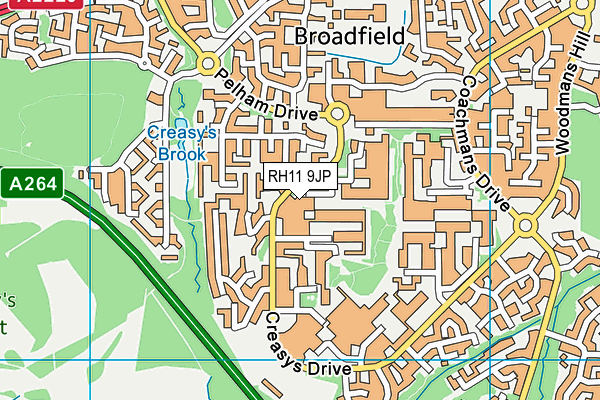 RH11 9JP map - OS VectorMap District (Ordnance Survey)