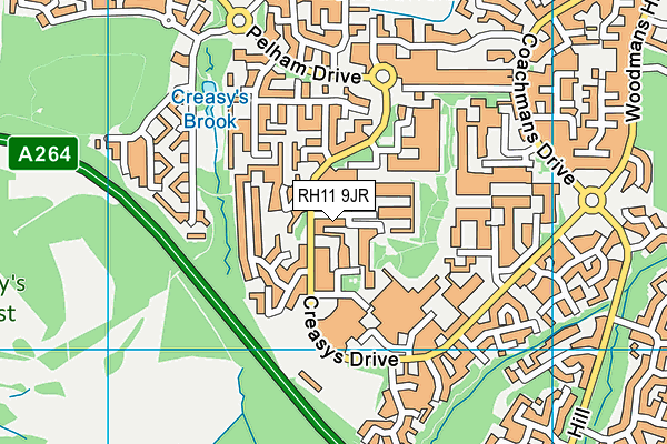 RH11 9JR map - OS VectorMap District (Ordnance Survey)