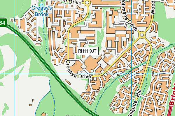 RH11 9JT map - OS VectorMap District (Ordnance Survey)