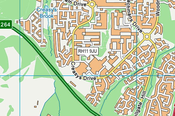 RH11 9JU map - OS VectorMap District (Ordnance Survey)