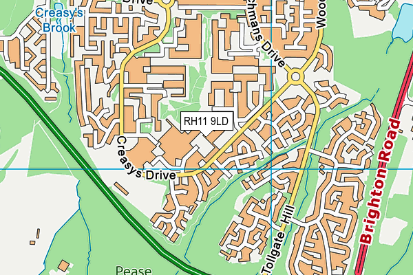 RH11 9LD map - OS VectorMap District (Ordnance Survey)