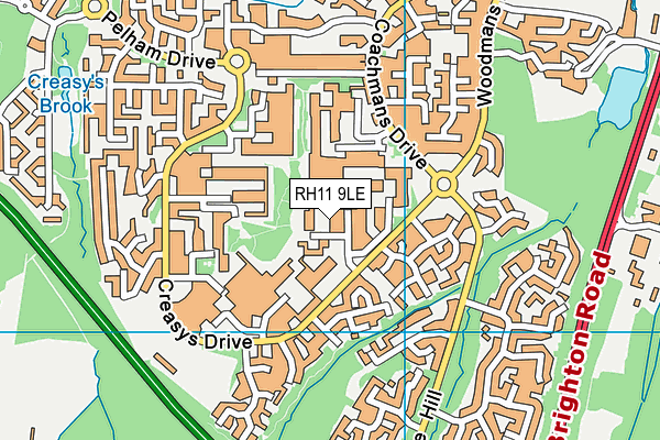 RH11 9LE map - OS VectorMap District (Ordnance Survey)