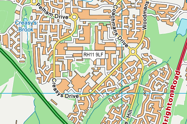 RH11 9LF map - OS VectorMap District (Ordnance Survey)