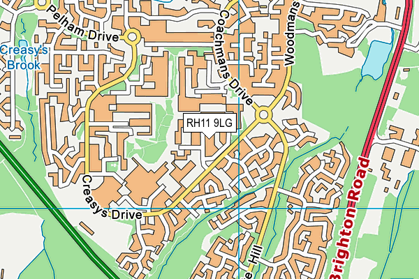 RH11 9LG map - OS VectorMap District (Ordnance Survey)