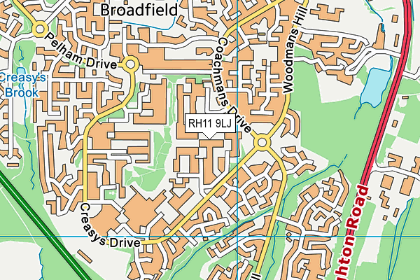 RH11 9LJ map - OS VectorMap District (Ordnance Survey)