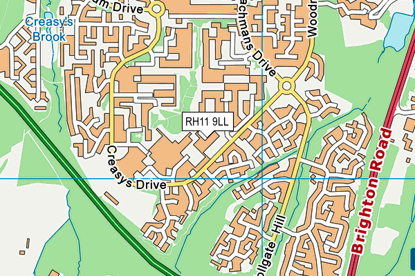 RH11 9LL map - OS VectorMap District (Ordnance Survey)