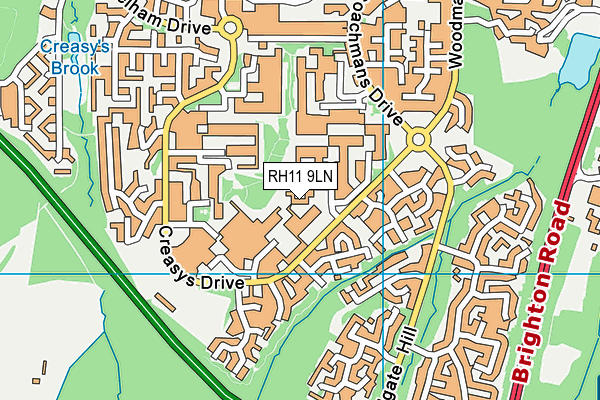 RH11 9LN map - OS VectorMap District (Ordnance Survey)