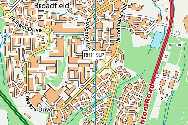 RH11 9LP map - OS VectorMap District (Ordnance Survey)