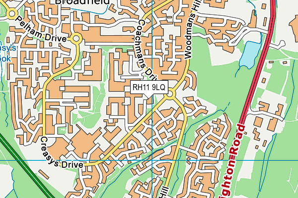 RH11 9LQ map - OS VectorMap District (Ordnance Survey)