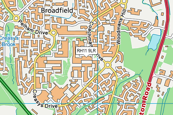 RH11 9LR map - OS VectorMap District (Ordnance Survey)