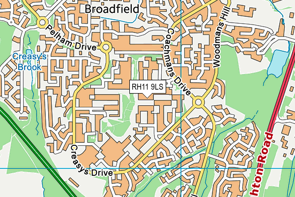 RH11 9LS map - OS VectorMap District (Ordnance Survey)