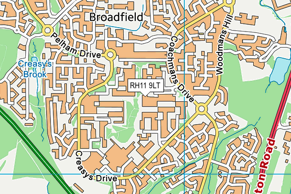 RH11 9LT map - OS VectorMap District (Ordnance Survey)