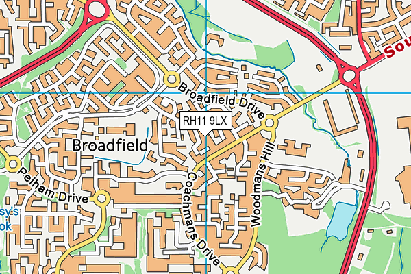 RH11 9LX map - OS VectorMap District (Ordnance Survey)
