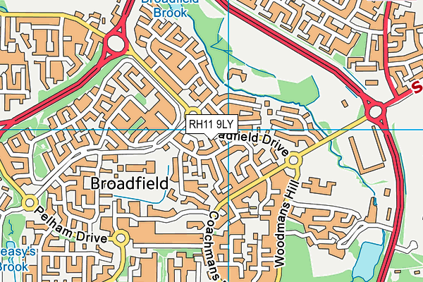 RH11 9LY map - OS VectorMap District (Ordnance Survey)