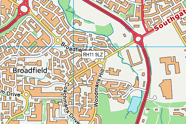 RH11 9LZ map - OS VectorMap District (Ordnance Survey)