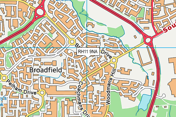 RH11 9NA map - OS VectorMap District (Ordnance Survey)