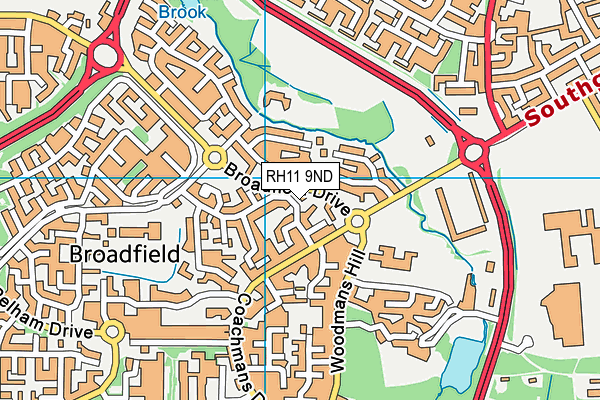 RH11 9ND map - OS VectorMap District (Ordnance Survey)