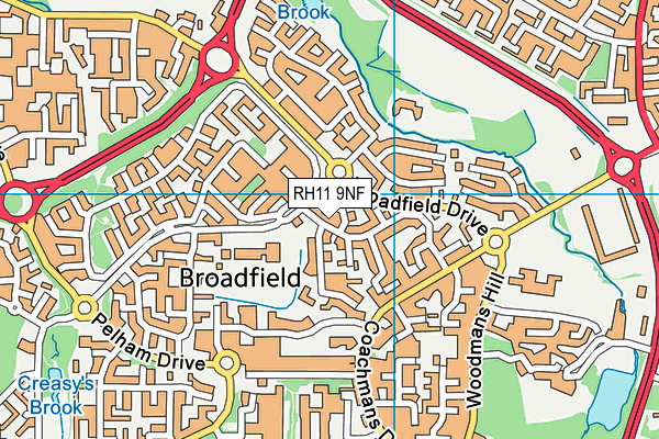 RH11 9NF map - OS VectorMap District (Ordnance Survey)