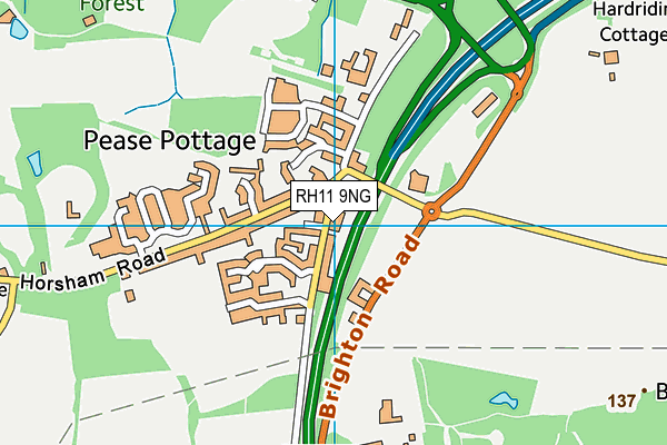 RH11 9NG map - OS VectorMap District (Ordnance Survey)