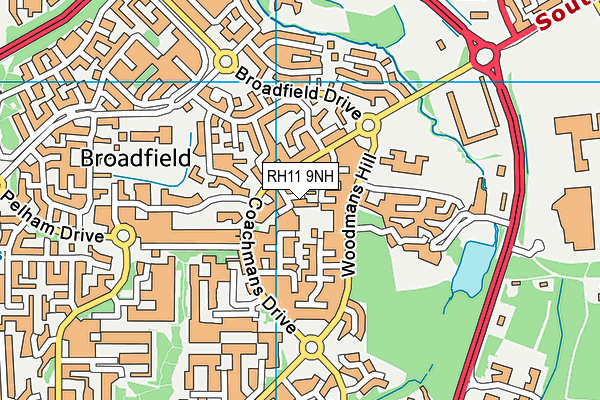RH11 9NH map - OS VectorMap District (Ordnance Survey)