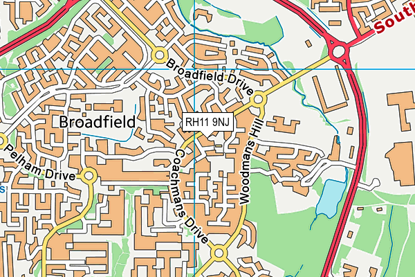 RH11 9NJ map - OS VectorMap District (Ordnance Survey)
