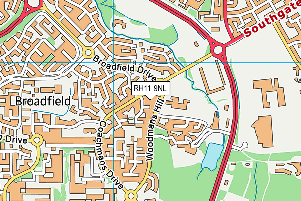 RH11 9NL map - OS VectorMap District (Ordnance Survey)