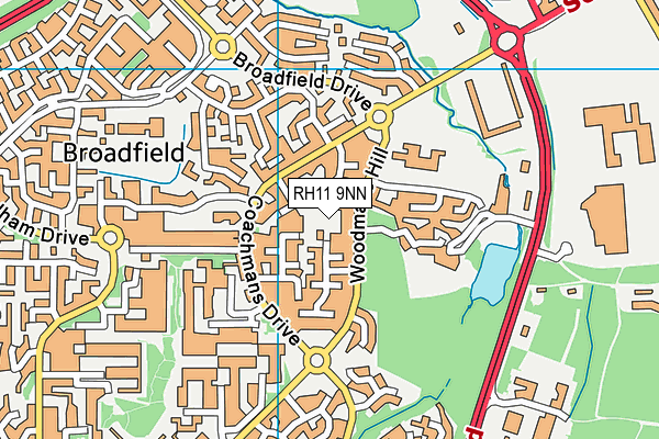 RH11 9NN map - OS VectorMap District (Ordnance Survey)