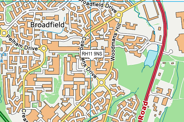 RH11 9NS map - OS VectorMap District (Ordnance Survey)