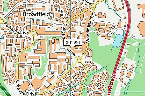 RH11 9NT map - OS VectorMap District (Ordnance Survey)