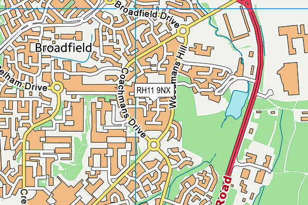 RH11 9NX map - OS VectorMap District (Ordnance Survey)